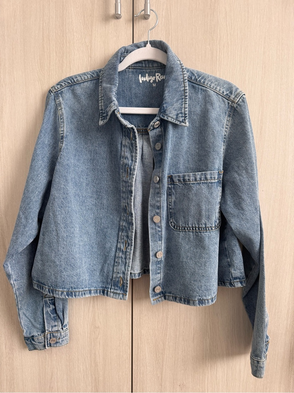 Indigo Rein Light Blue Denim Button-Down Shirt Jacket Sz M